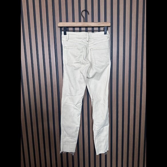 Free People Jeans 26 Womens Ivory Skinny Ankle Frayed Hem High Rise - Picture 2 of 10